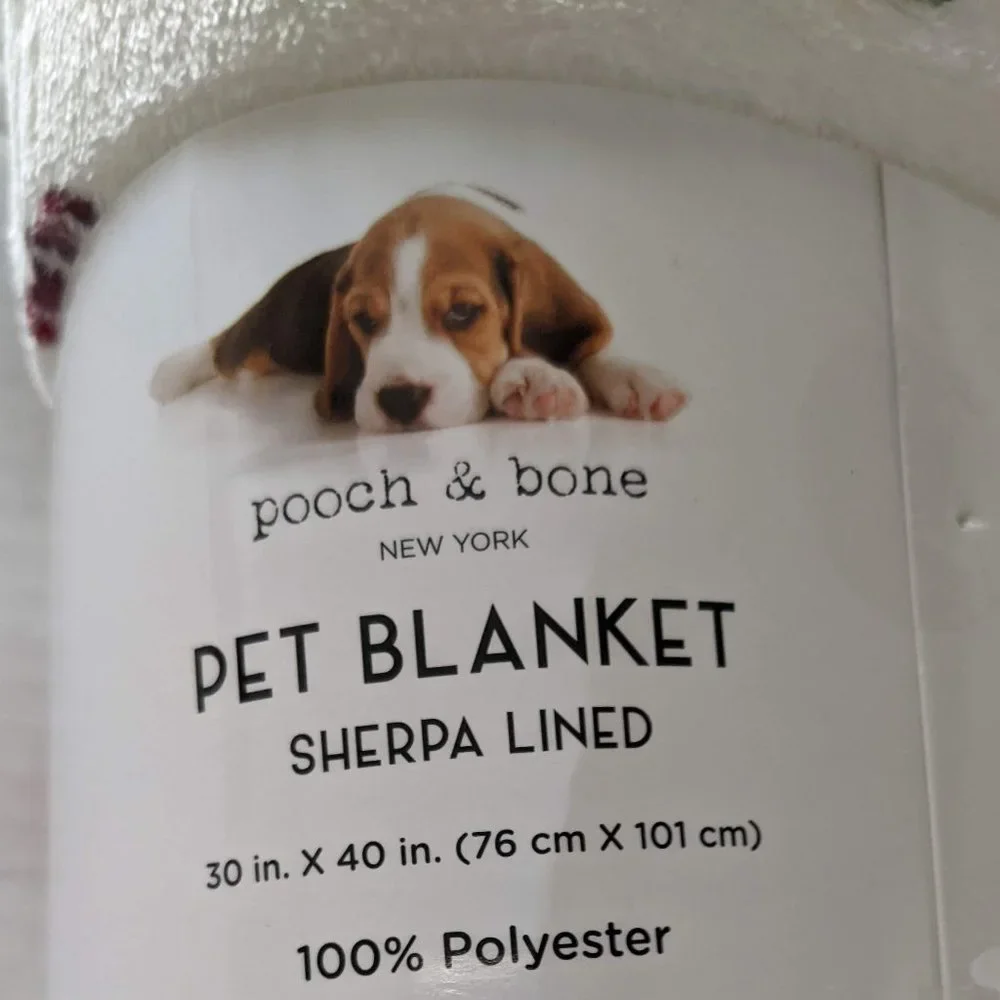 Pooch & Bone Christmas Print Sherpa Lined Pet Blanket